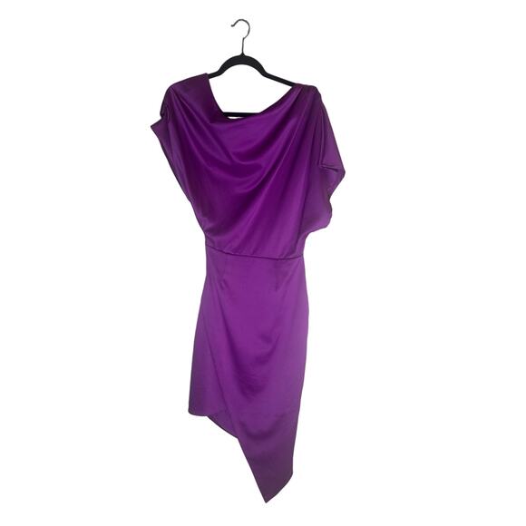 Elliatt Women's XS Purple One-Shoulder Asymmetrical Draped Mini Dress Chic - Picture 9 of 14
